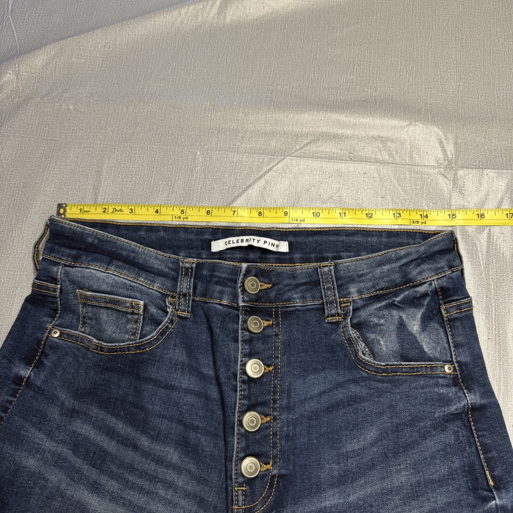 Celebrity Pink Dark Wash Distressed Skinny Jeans Size 13 - Picture 6 of 9
